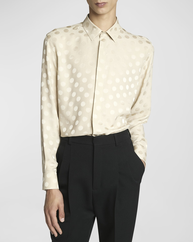 SAINT LAURENT Men's Polka Dot Jacquard Dress Shirt outlook