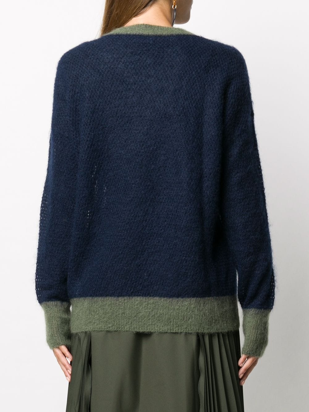 two-tone knit fleece jumper - 4