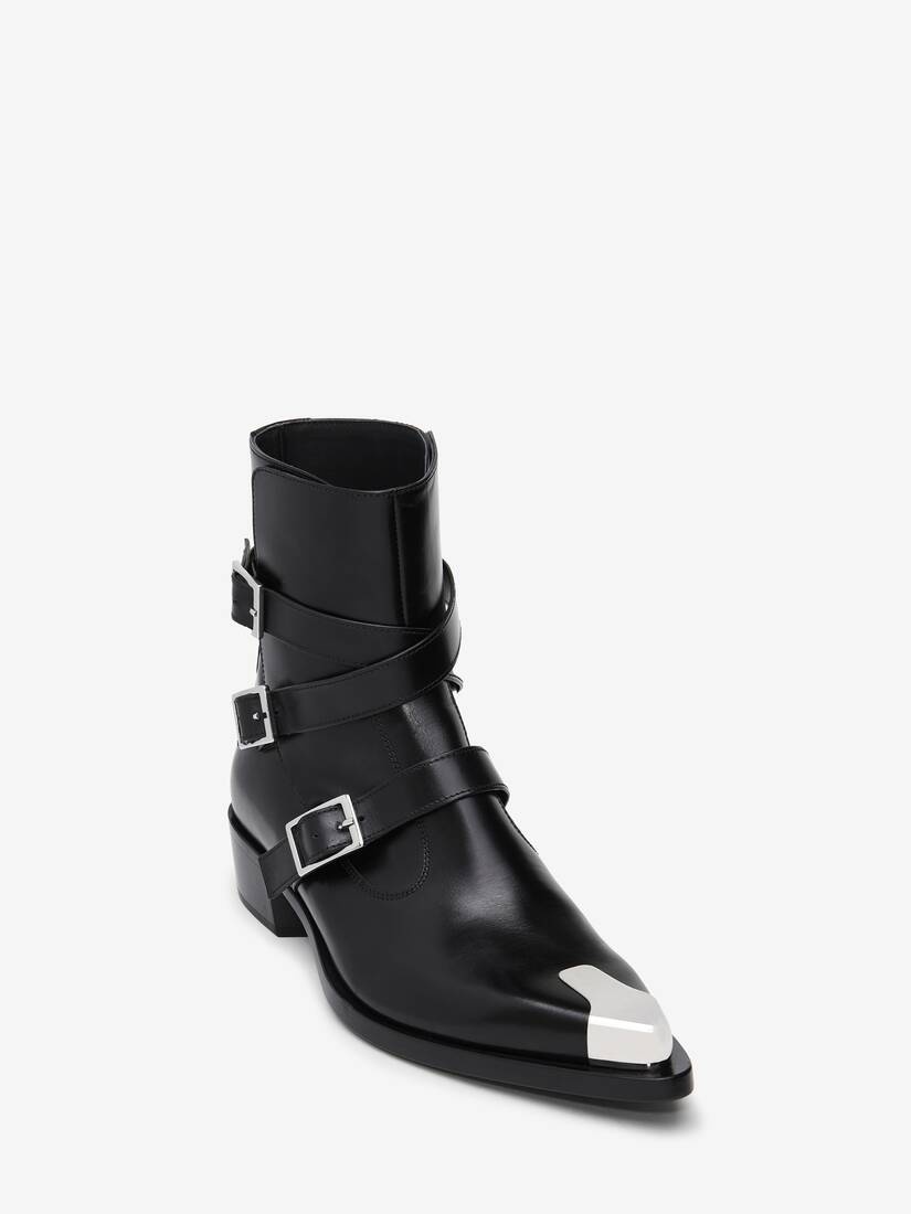 Men's Punk Triple Strap Boot in Black - 2