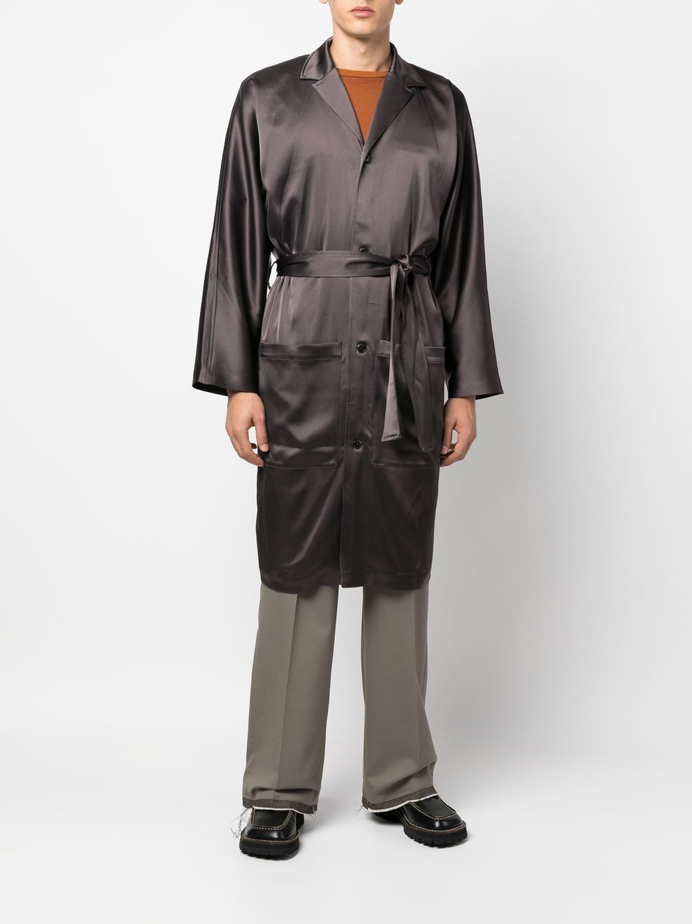 cuban-collar self-tie shirt - 2
