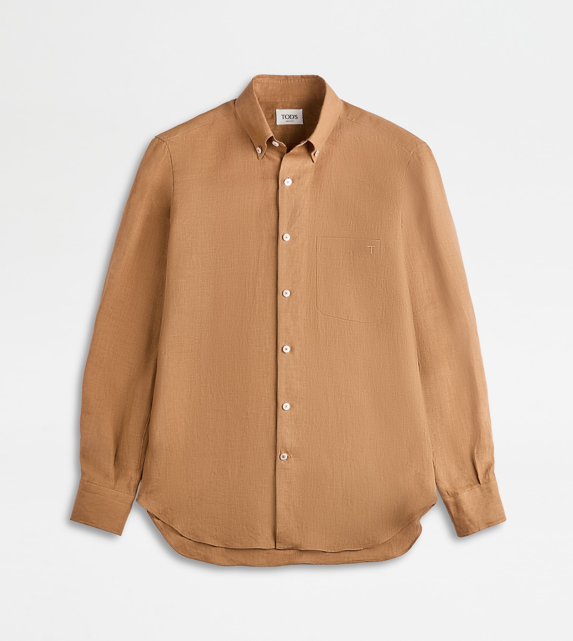 BUTTON DOWN SHIRT IN LINEN - ORANGE - 1