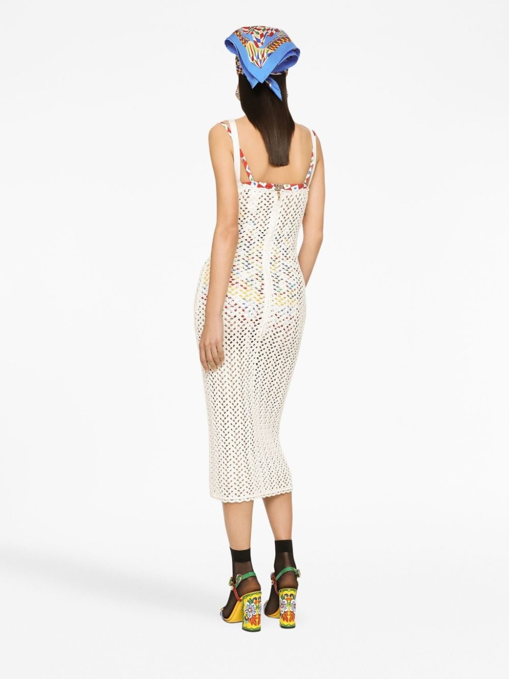 crochet-knit midi dress - 4