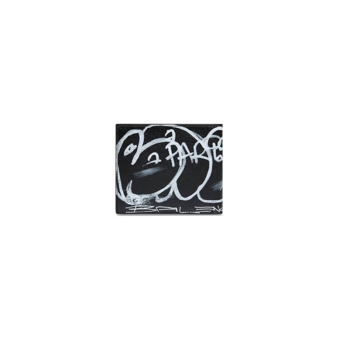 Men's Cash Square Folded Wallet Graffiti in Black - 3