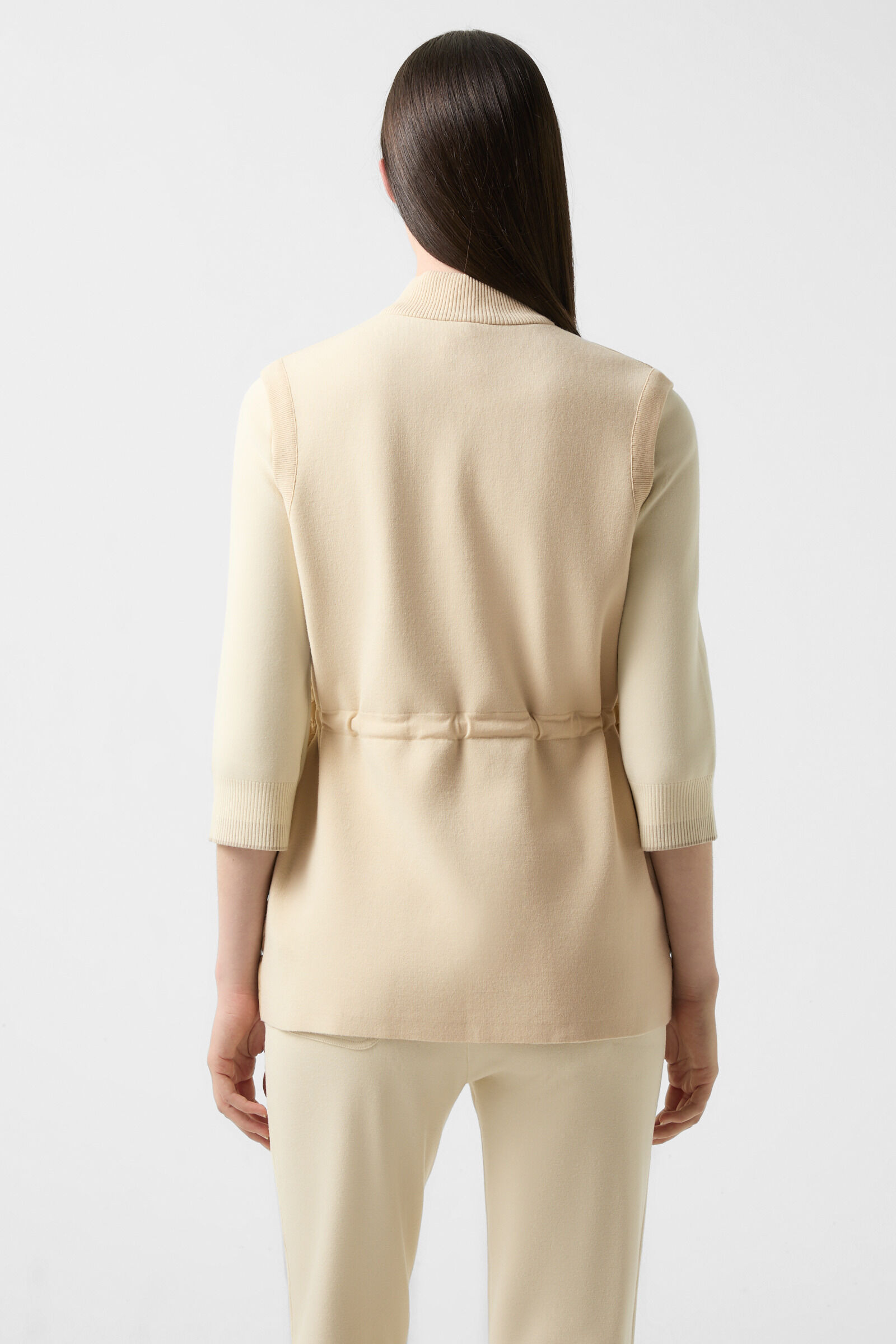 Arina knitted and quilted vest in Beige - 3