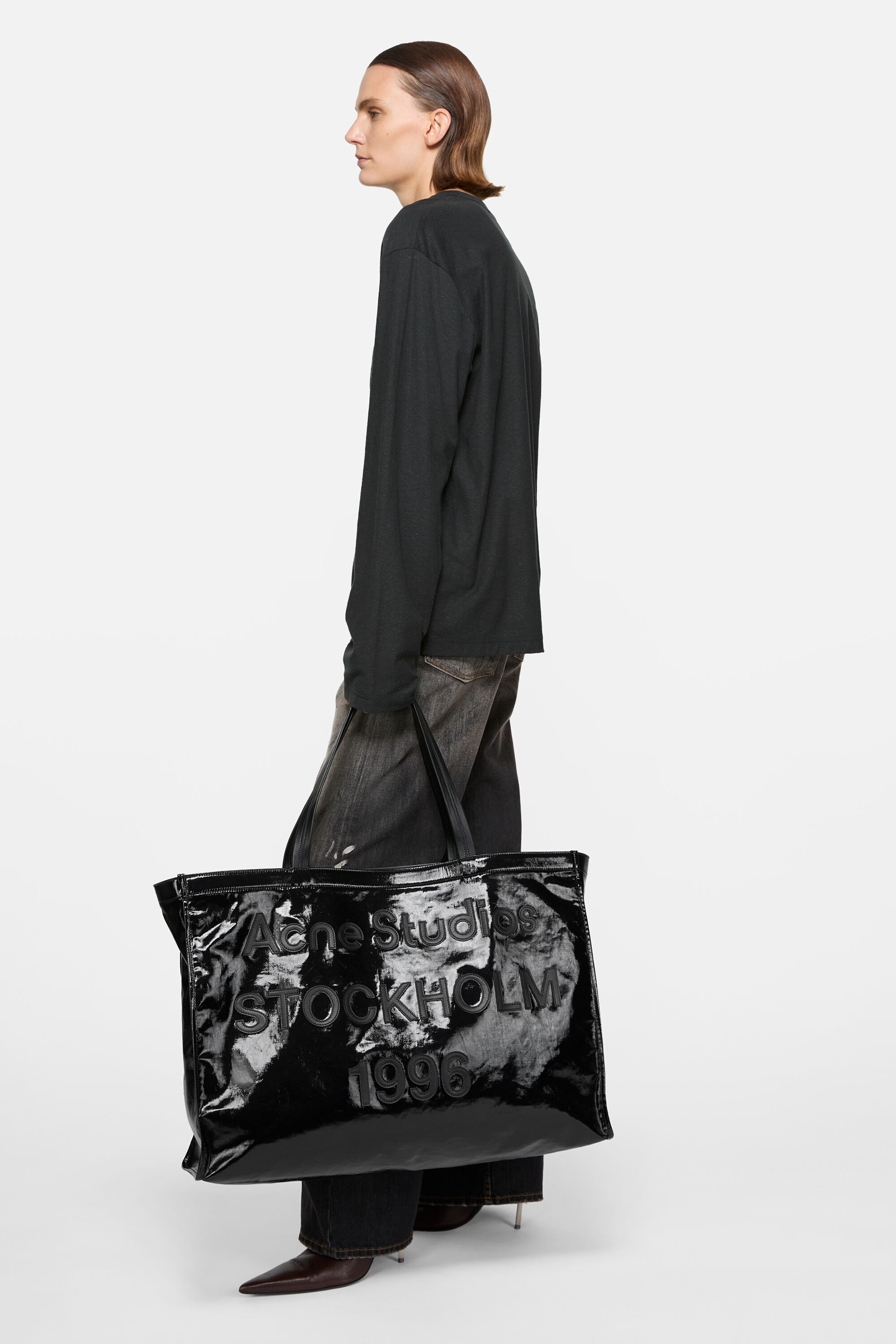Logo shoulder tote bag - Black - 2