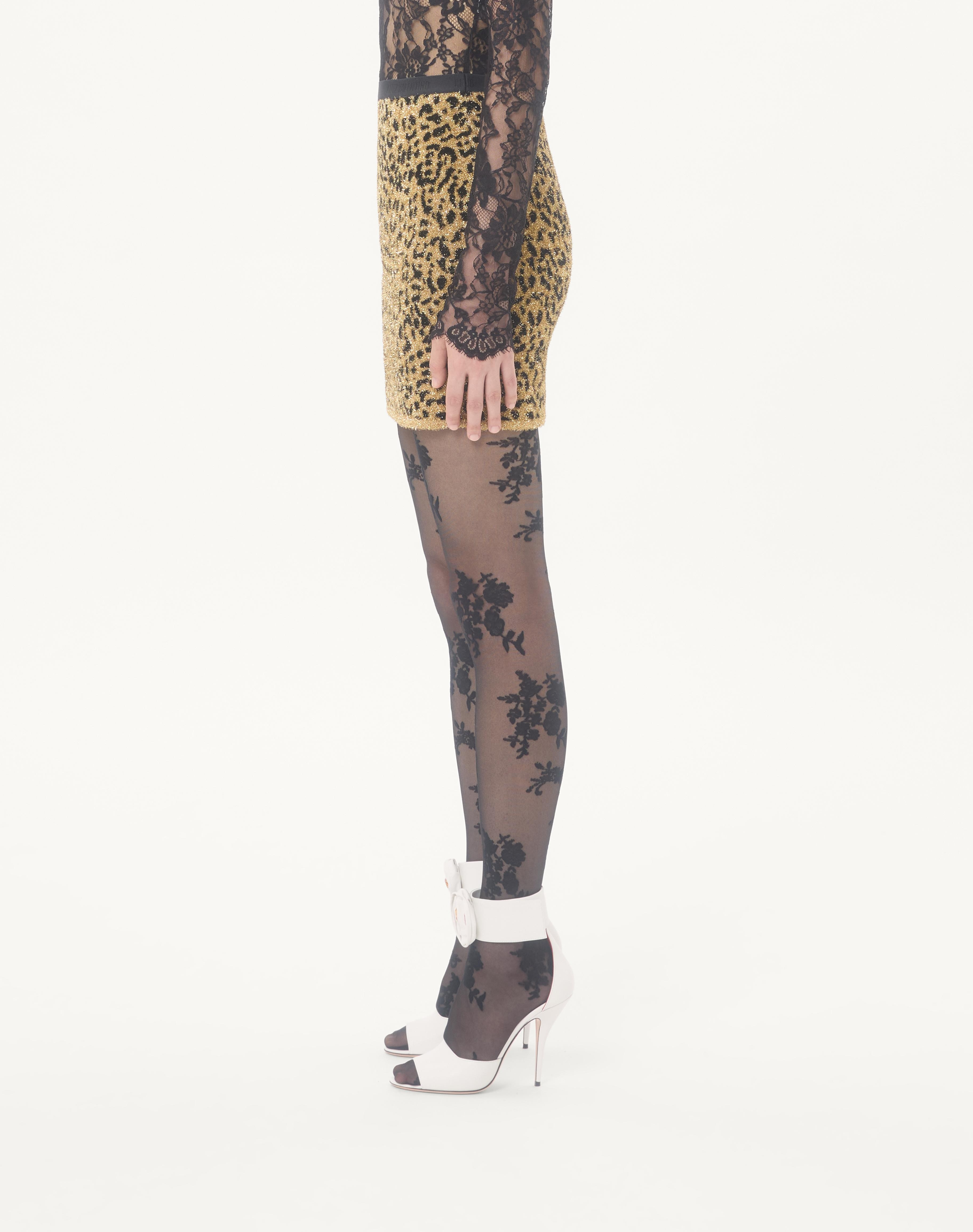 JACQUARD ANIMAL PRINT LUREX KNIT SKIRT - 4