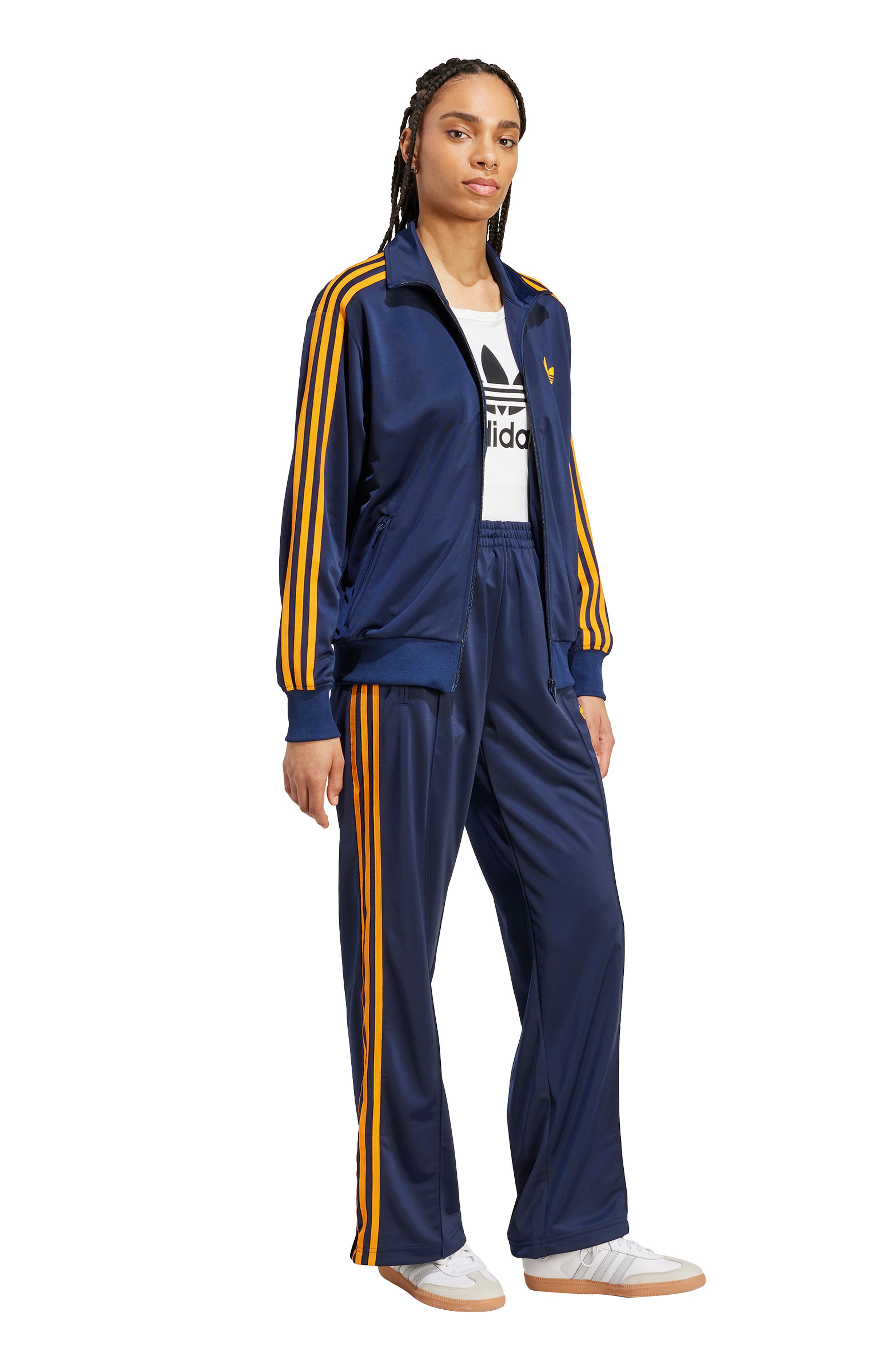 adidas Firebird Recycled Polyester Track Jacket in Night Indigo/Crew Orange at Nordstrom - 5