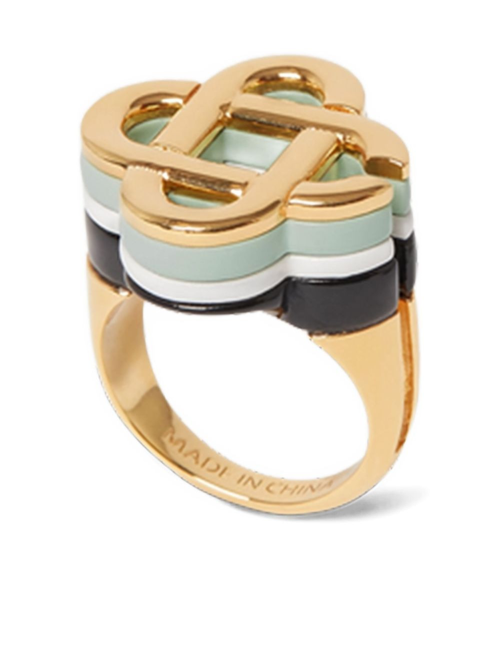 enamel-detailed logo ring - 3