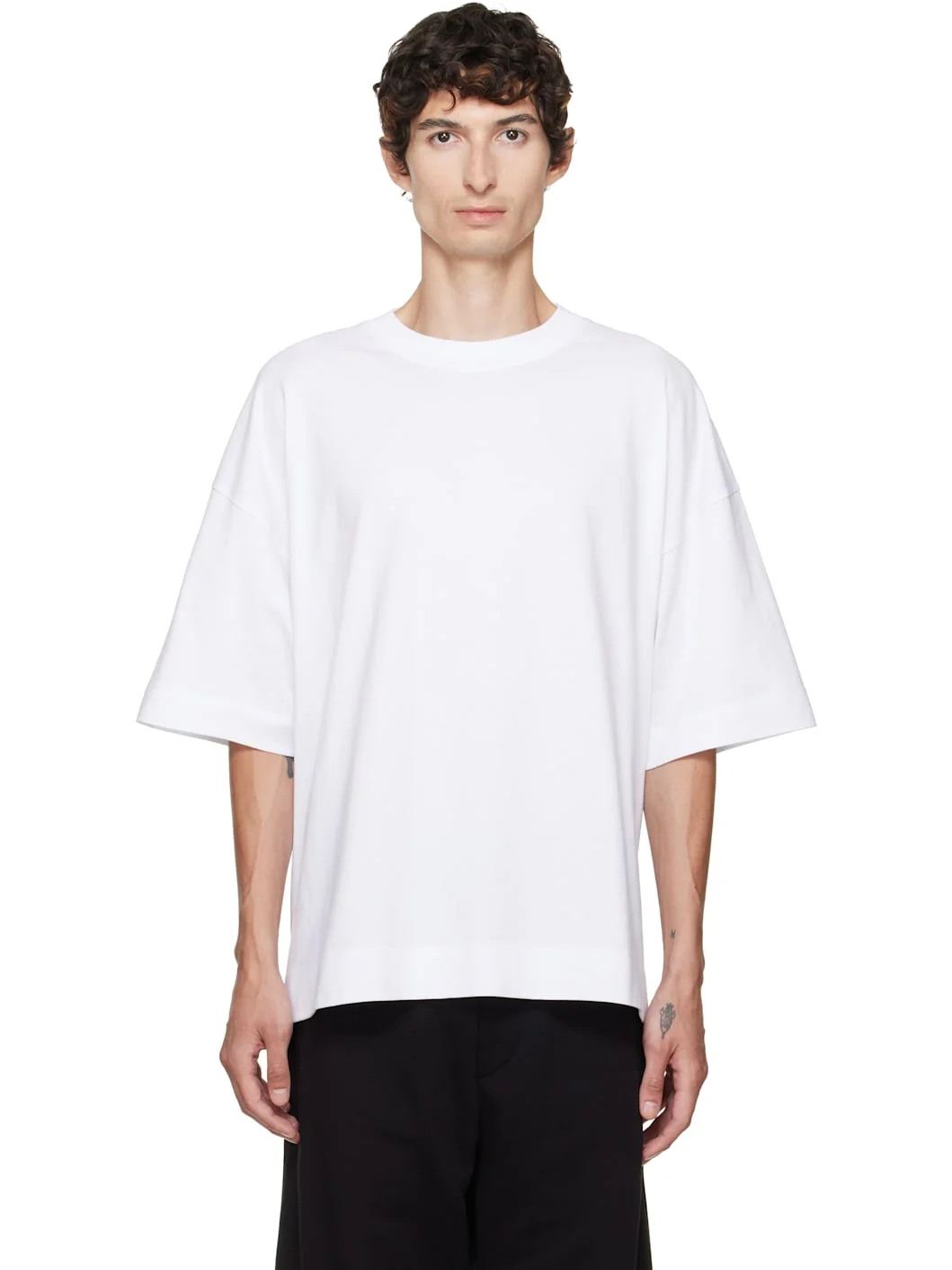 White Dropped Shoulder T-shirt - 1