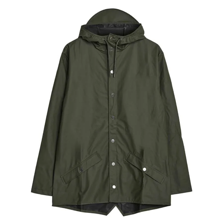 Rains Green Waterproof Hooded Rain Jacket - 1