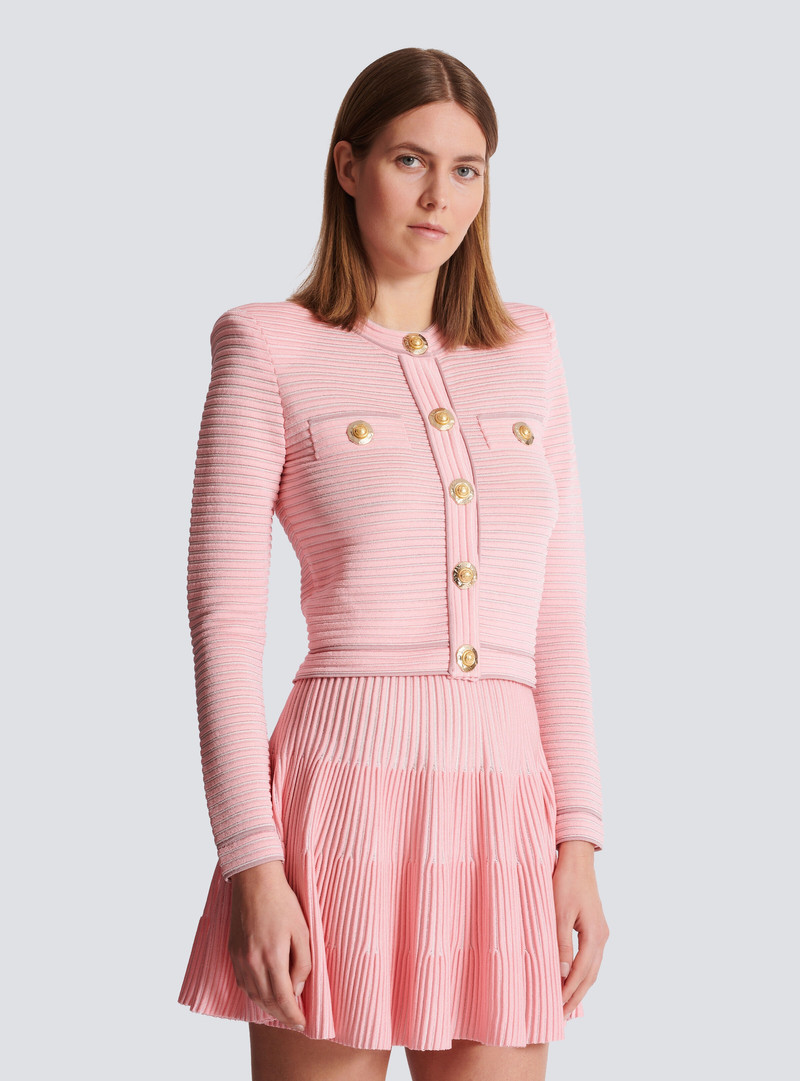 Long-sleeved textured knit cardigan 6
