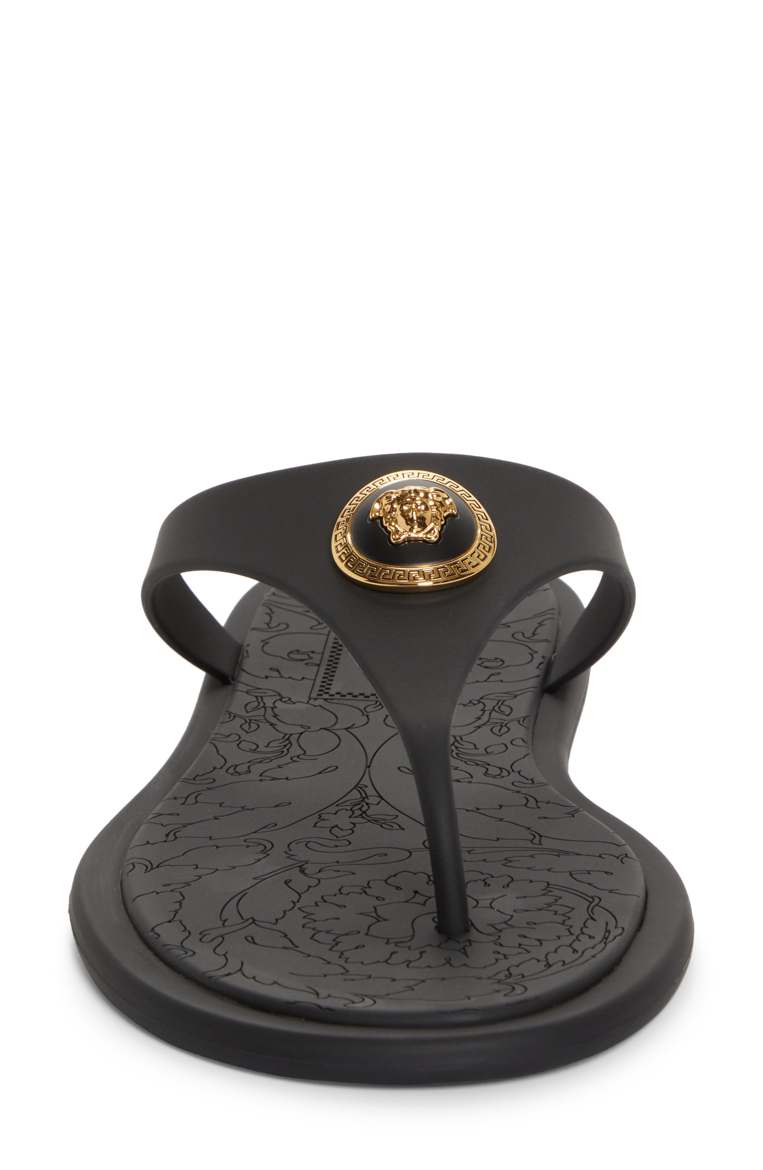 Versace Medusa Flip Flop in Black/Versace Gold at Nordstrom - 4