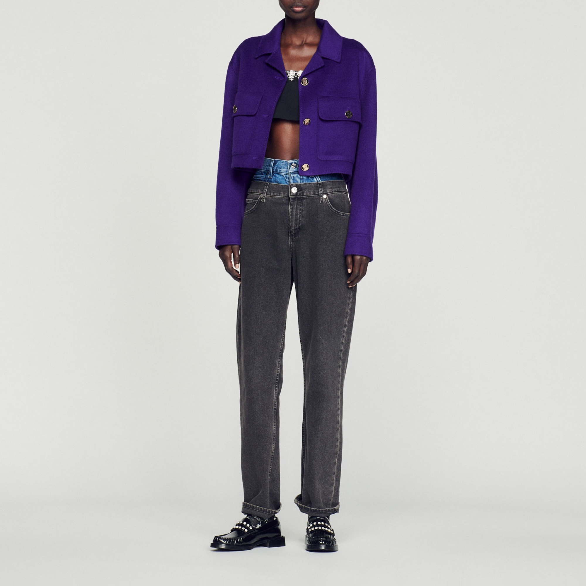 Cropped wool coat - 3