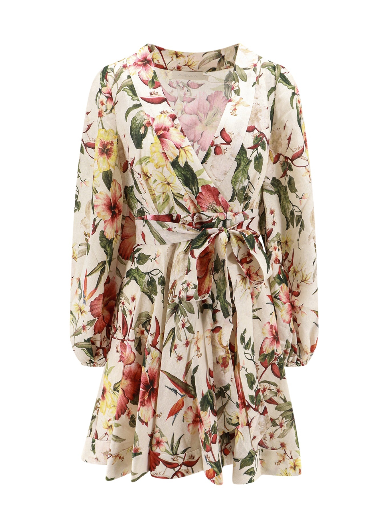 Linen dress with floral print - 1