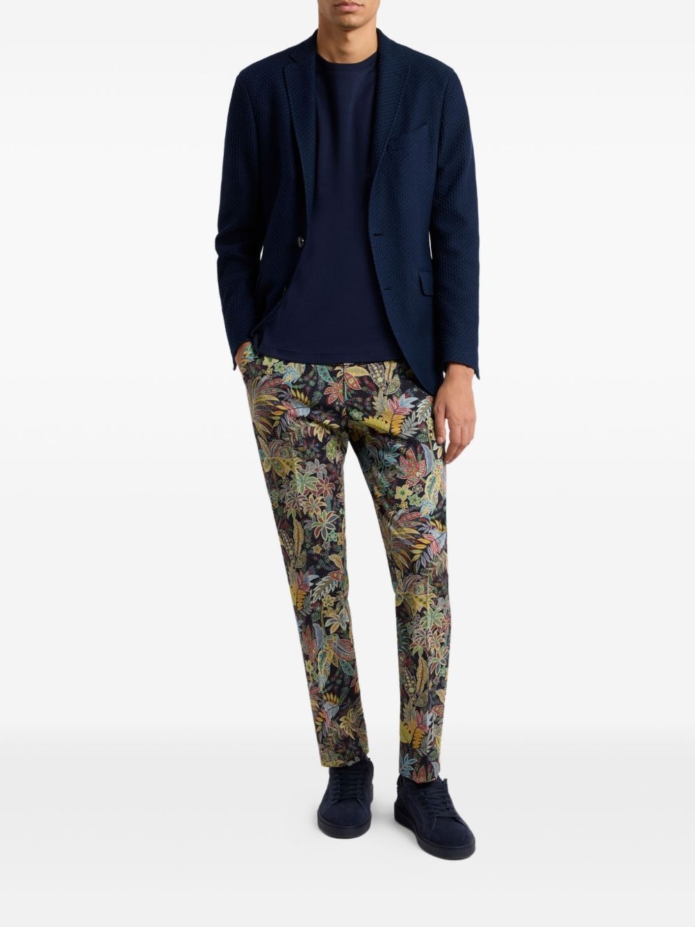 botanical-print gabardine trousers - 2