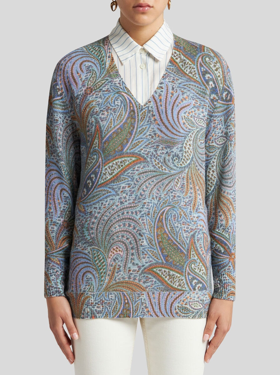 WOOL SWEATER WITH FOLIAGE MOTIF - 2