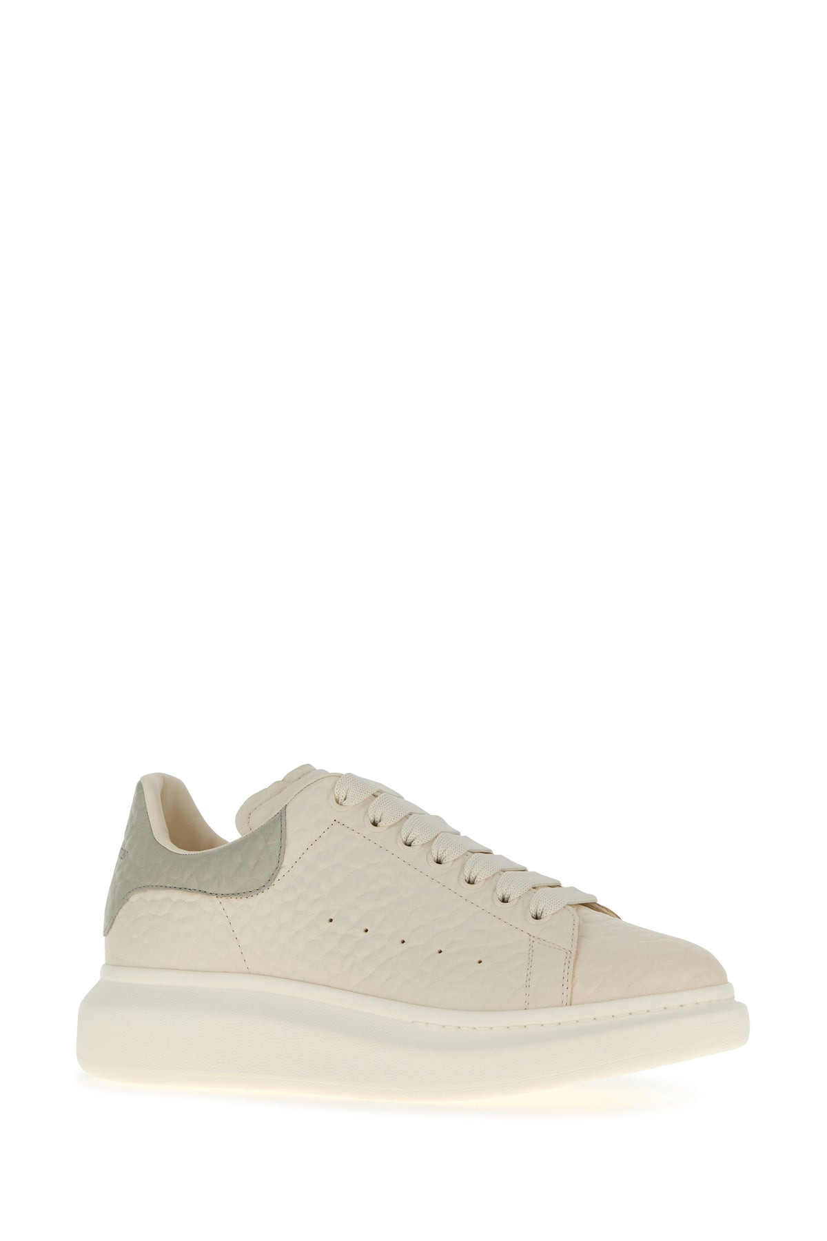 Ivory leather sneakers with grey leather heel - 2