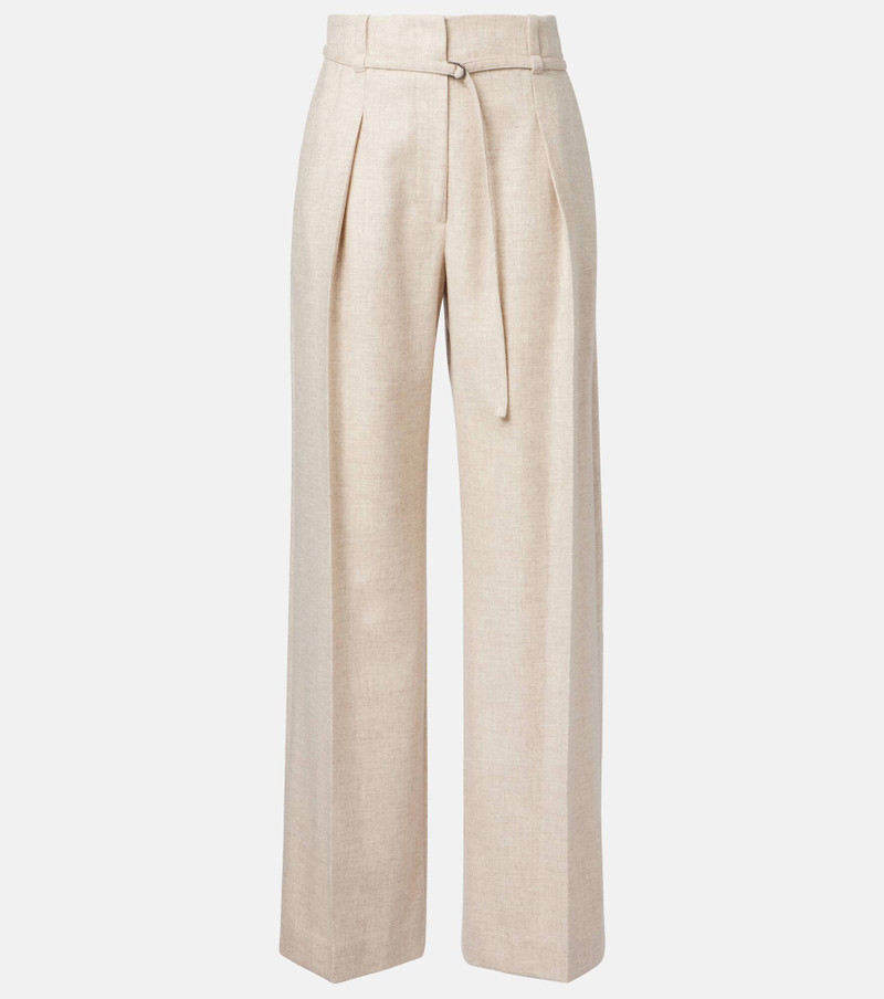 Belted wool and cashmere wide-leg pants 1