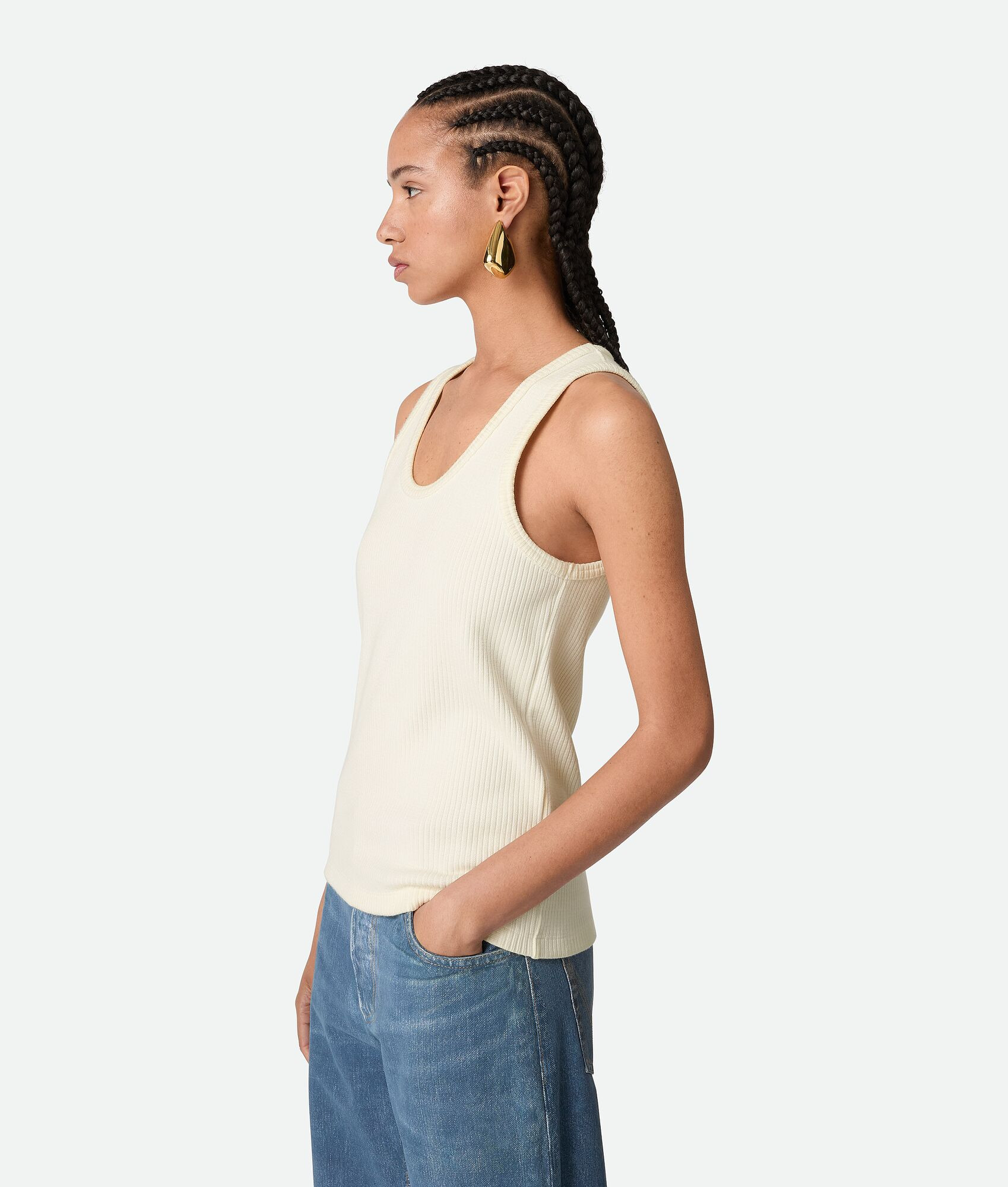 Cotton Rib Tank Top With Label - 2