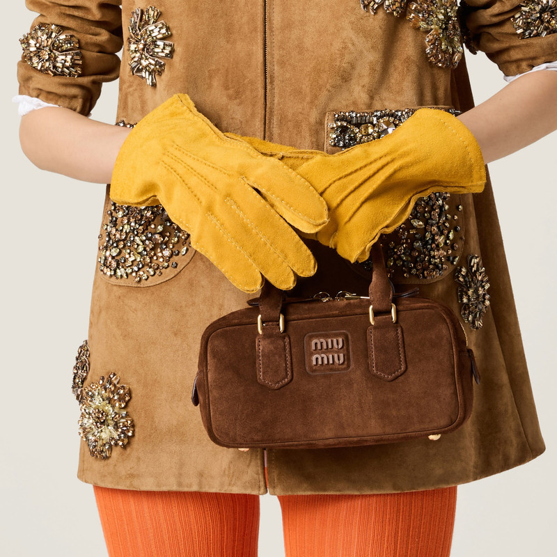 Miu Miu Arcadie padded suede top-handle bag outlook