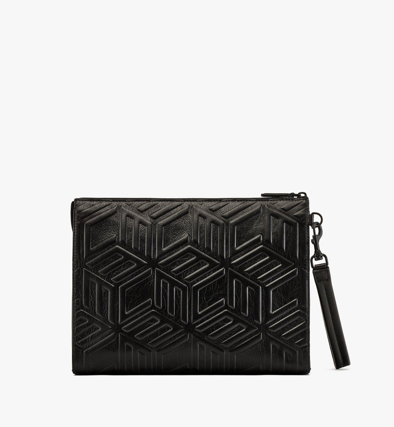 Aren Wristlet Zip Pouch in Crushed Cubic Leather 4