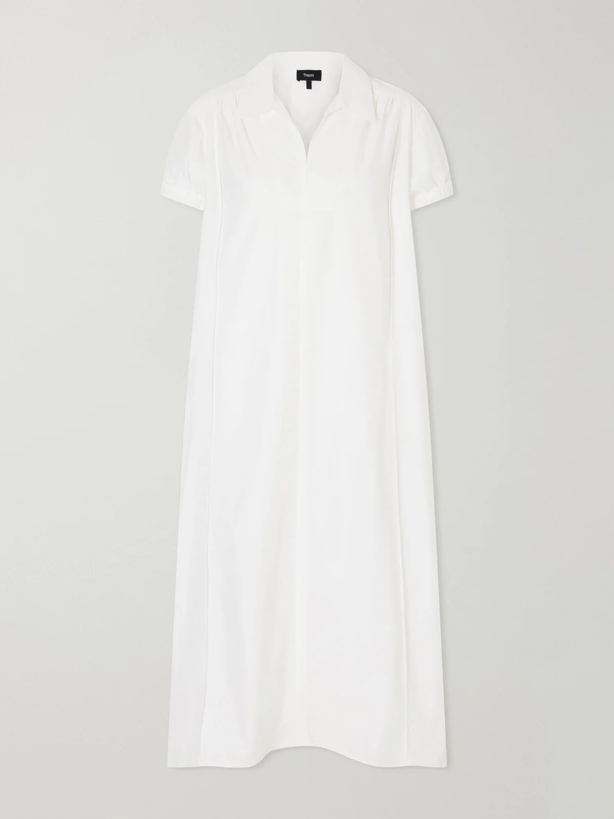 Gathered Cotton-blend Poplin Midi Dress - 1