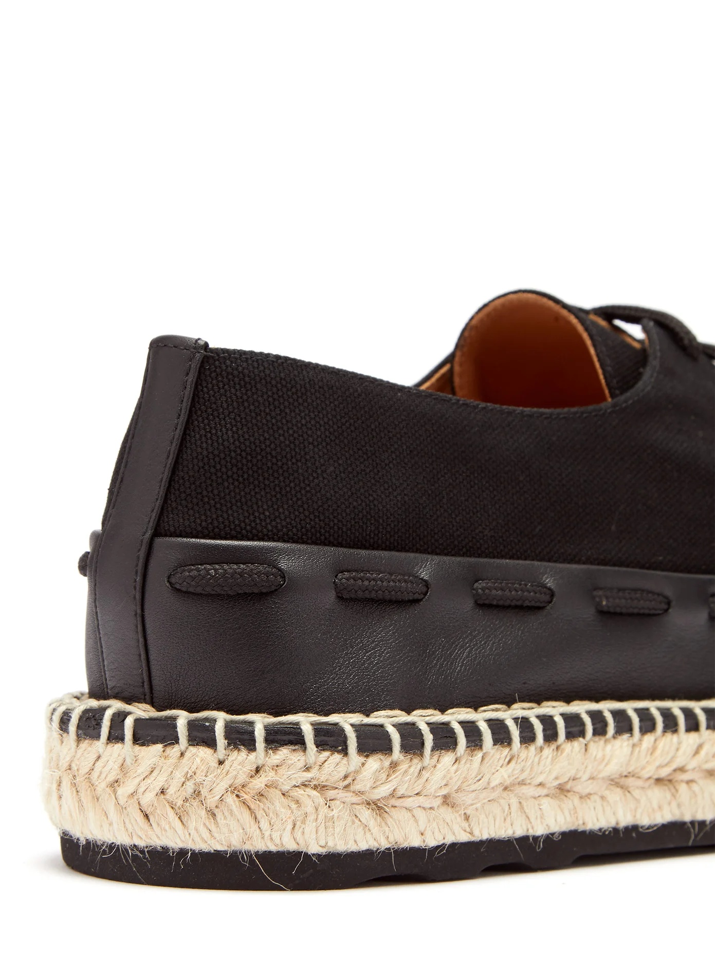 Leather-trimmed lace-up canvas espadrilles - 6