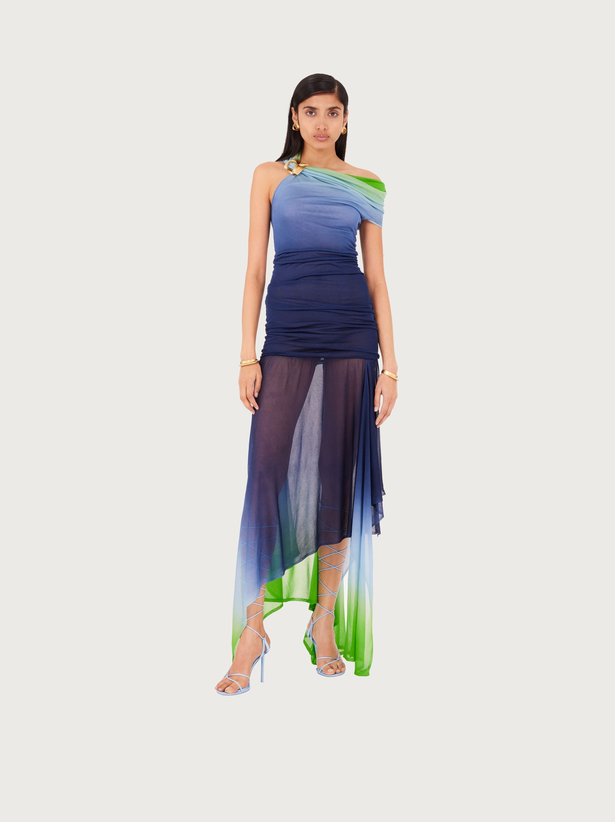 One shoulder dress with shoulder broach - 2