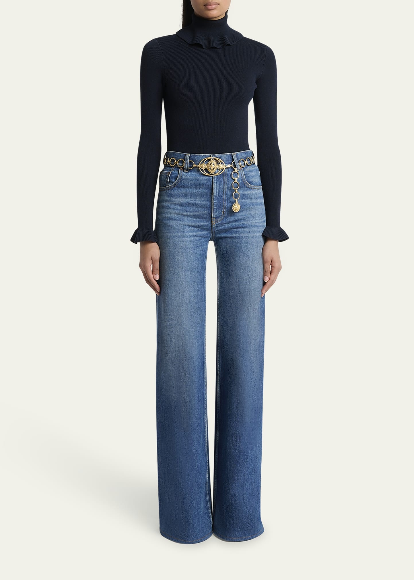 Ruffle Frill Rib Knit Sweater - 2
