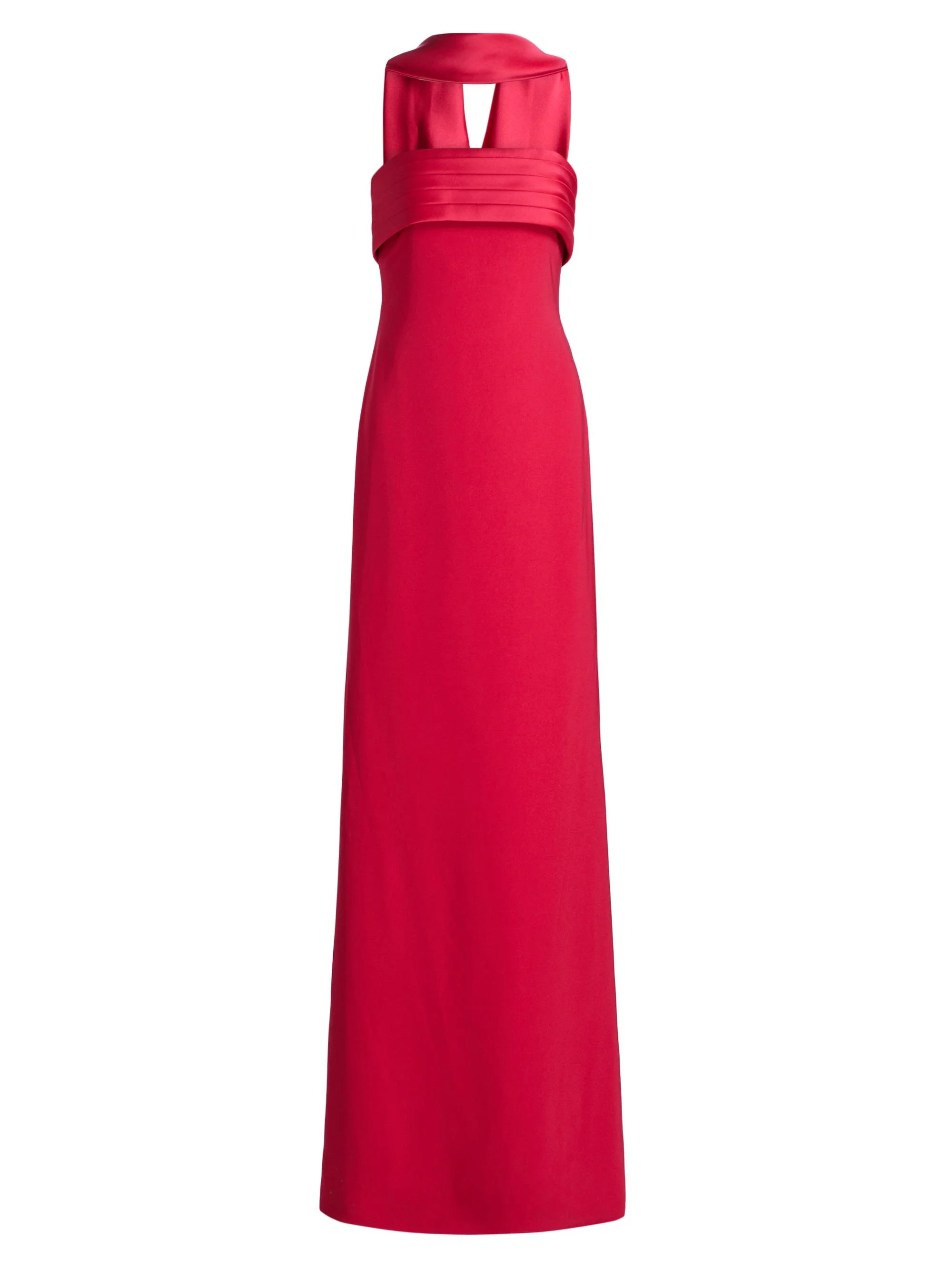 Women's Neck Scarf Strapless Satin Floor-Length Gown - Rose - 1