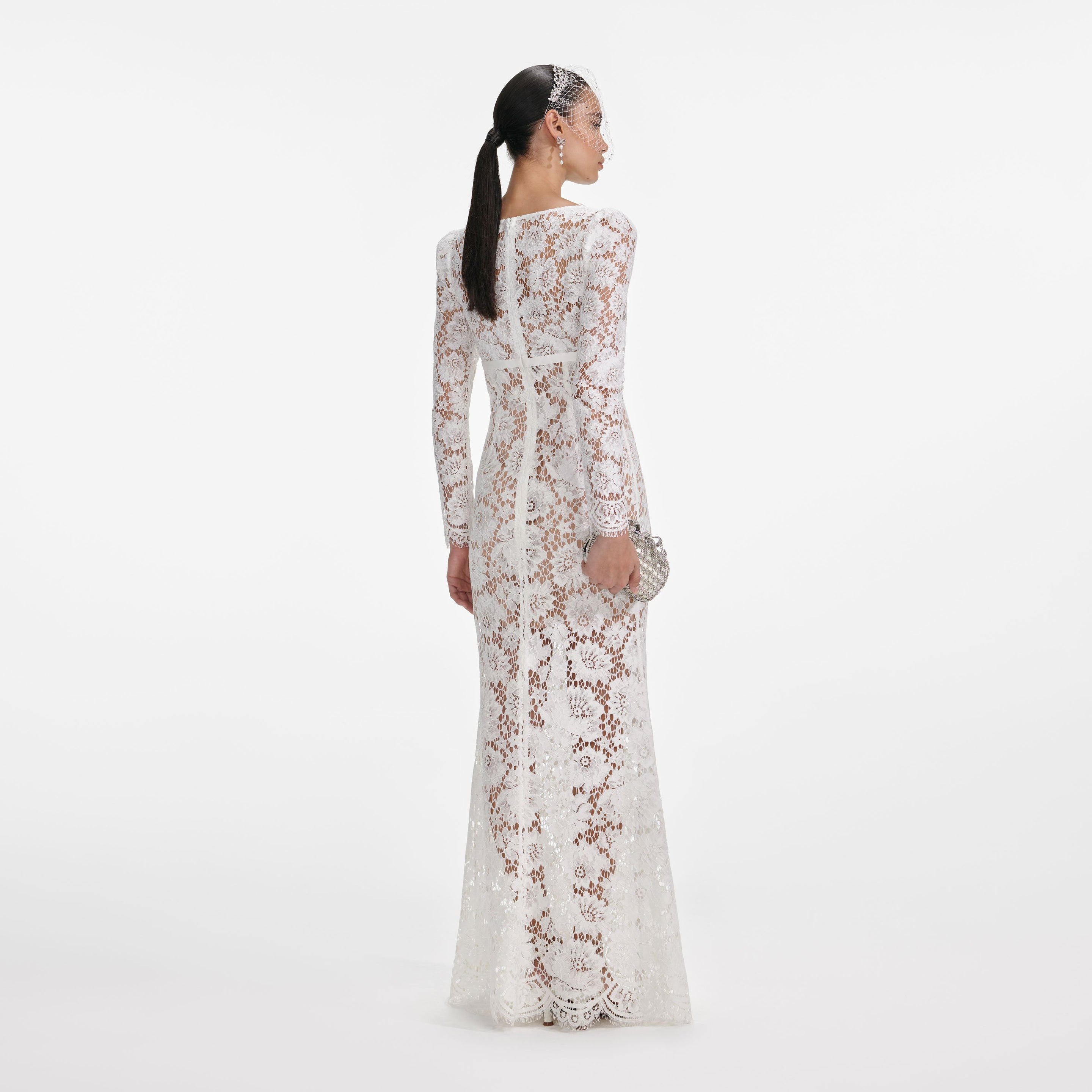 White Floral Lace Maxi Dress - 3