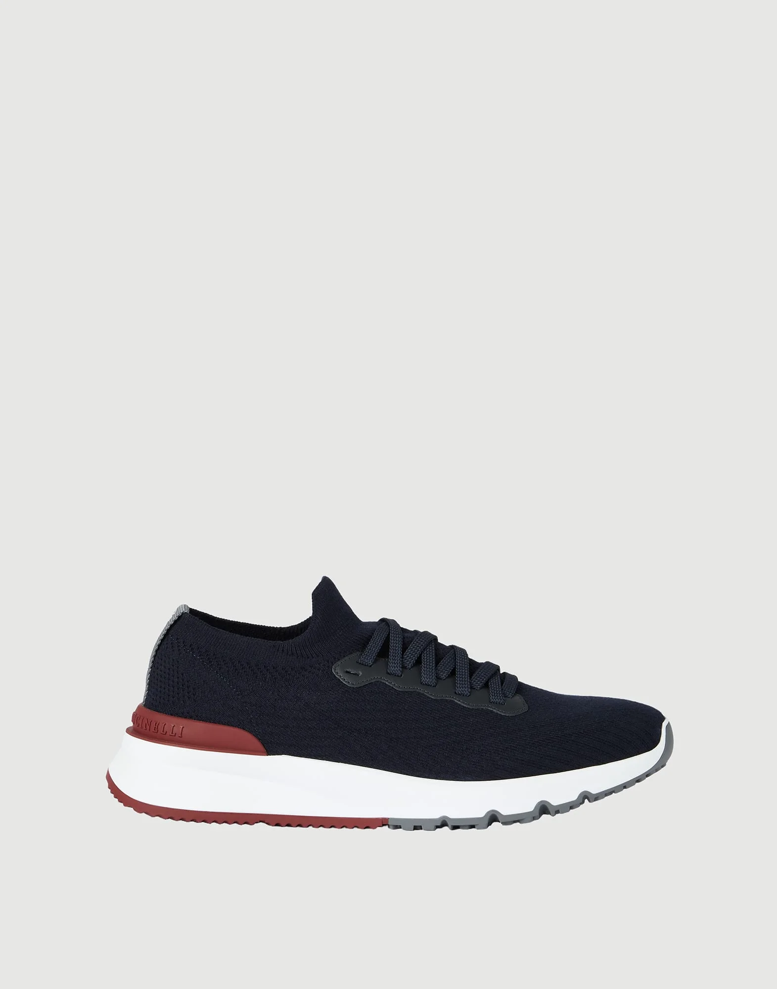 Cotton knit and semi-polished calfskin runners - 1