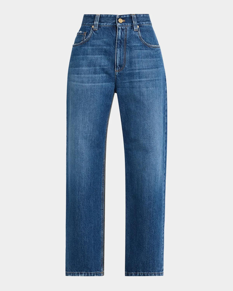 Mid-Rise Monili Trim Wide-Leg Jeans 1