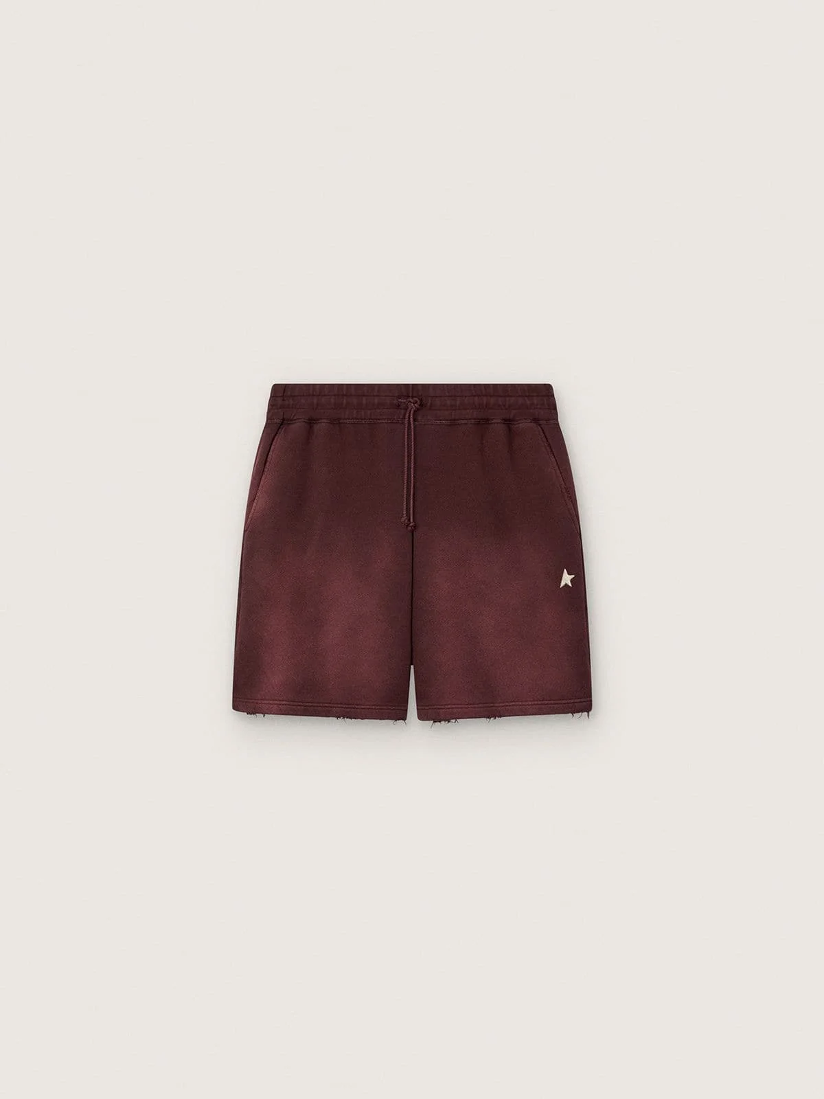 Unisex jogging shorts in burgundy cotton fleece - 1