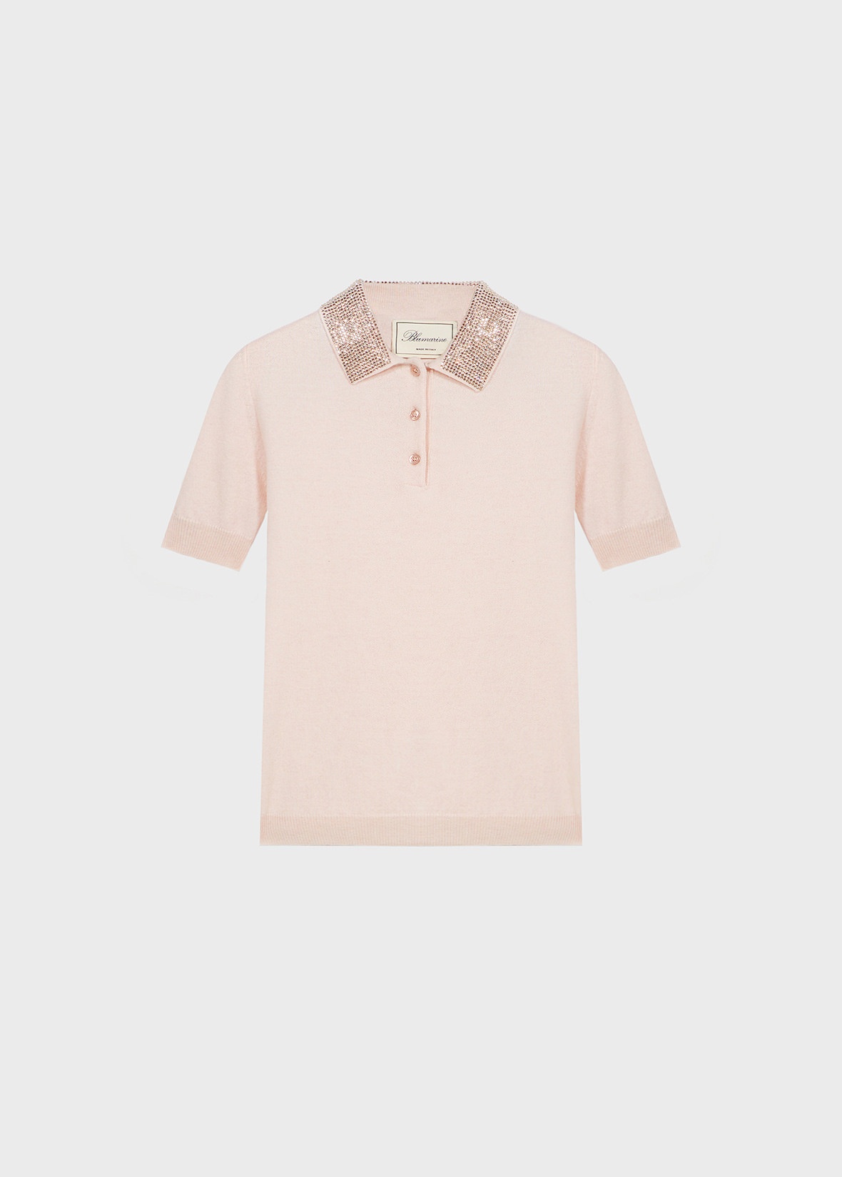 CASHMERE WOOL POLO SHIRT WITH RHINESTONES - 1