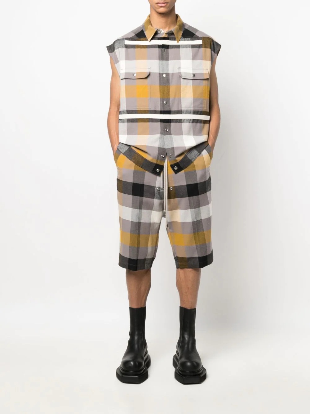 plaid-print sleeveless shirt - 2