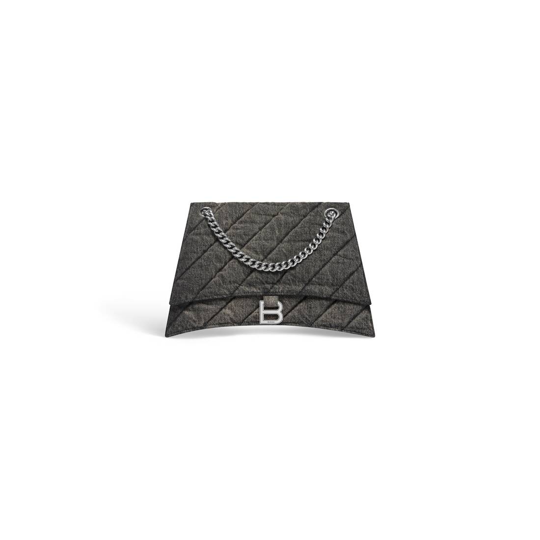 Women's Crush Medium Chain Bag Quilted Denim in Black - 8