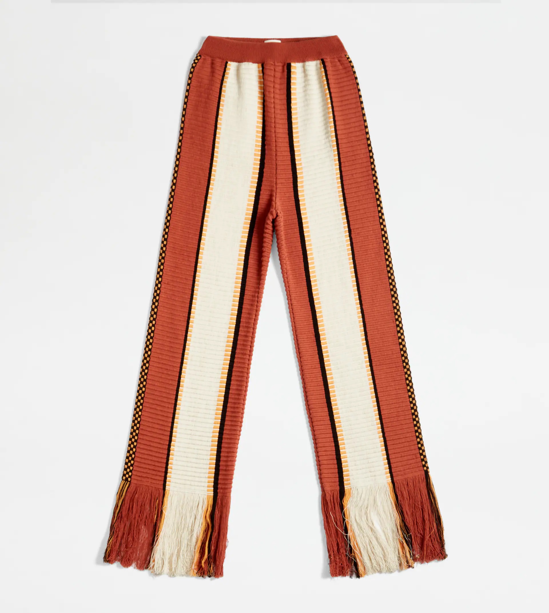 TROUSERS IN COTTON WITH FRINGES - ORANGE, OFF WHITE, YELLOW - 1