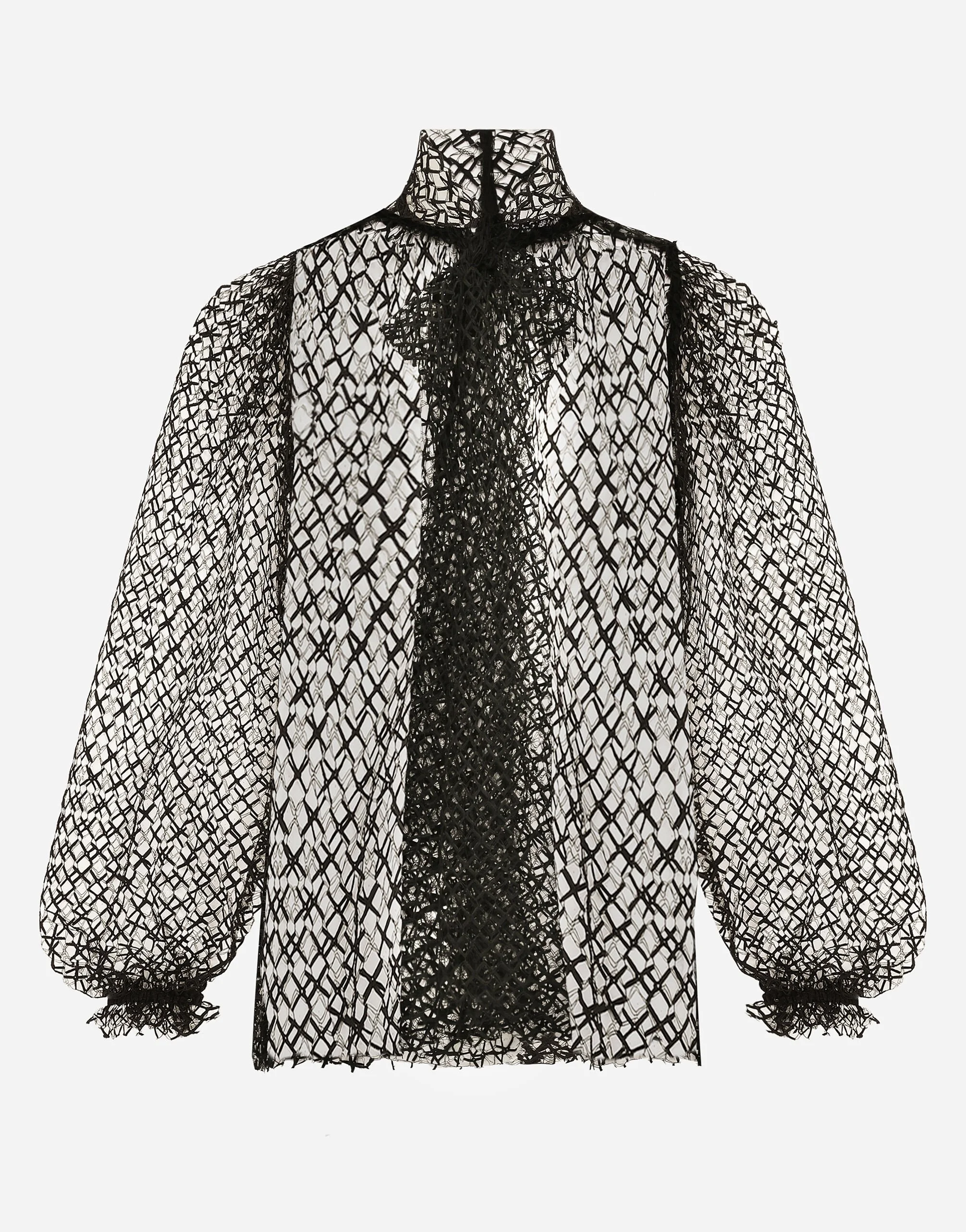 Mesh pussy-bow blouse - 1