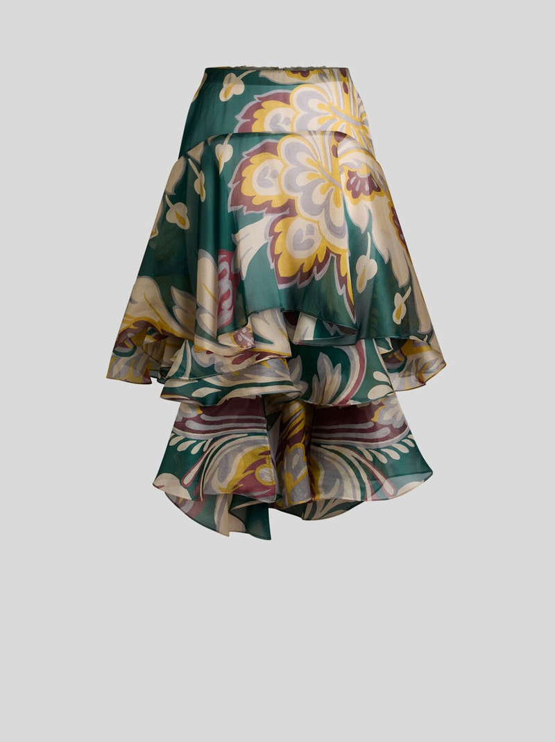 ASYMMETRIC SILK MIDI SKIRT WITH FLORAL MOTIF 1