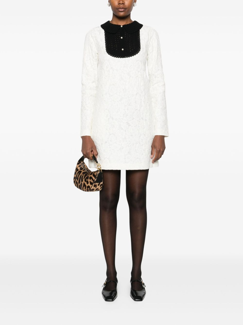 crochet-trimmed lace dress - 2