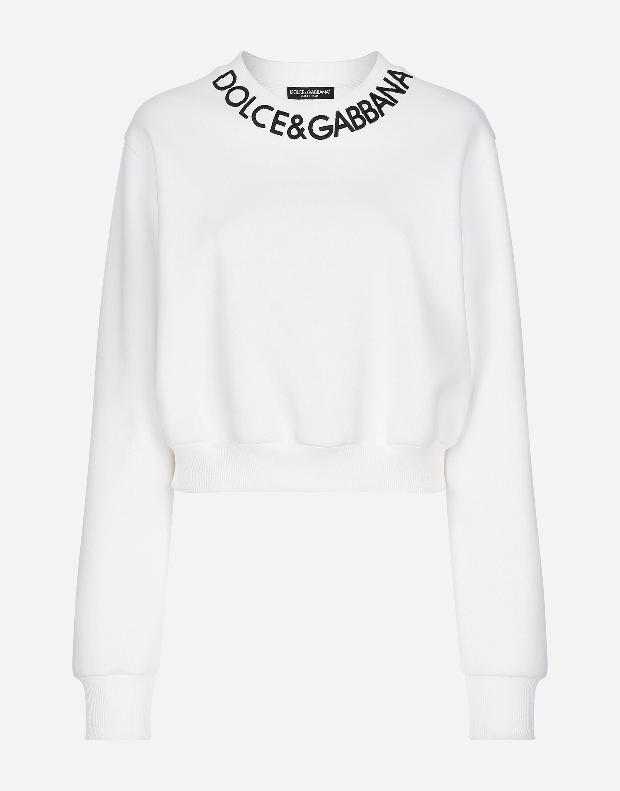 Cropped jersey sweatshirt with logo embroidery on neck - 1