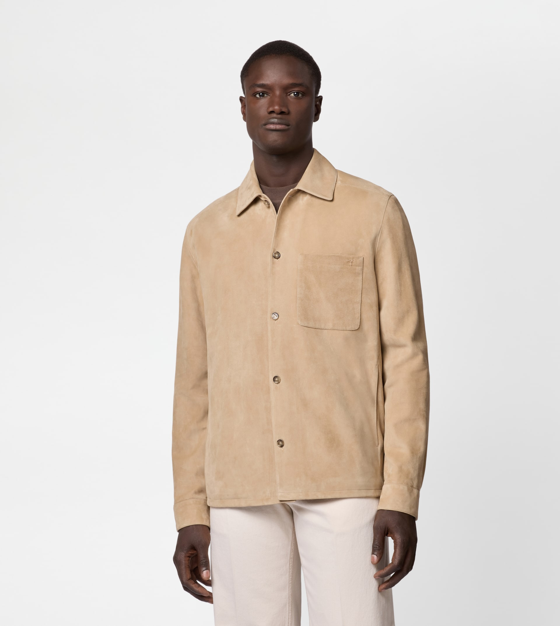 PASHMY SHIRT JACKET IN SUEDE - BEIGE - 4