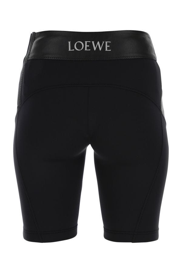 Loewe Woman Black Leather And Fabric Leggings - 2
