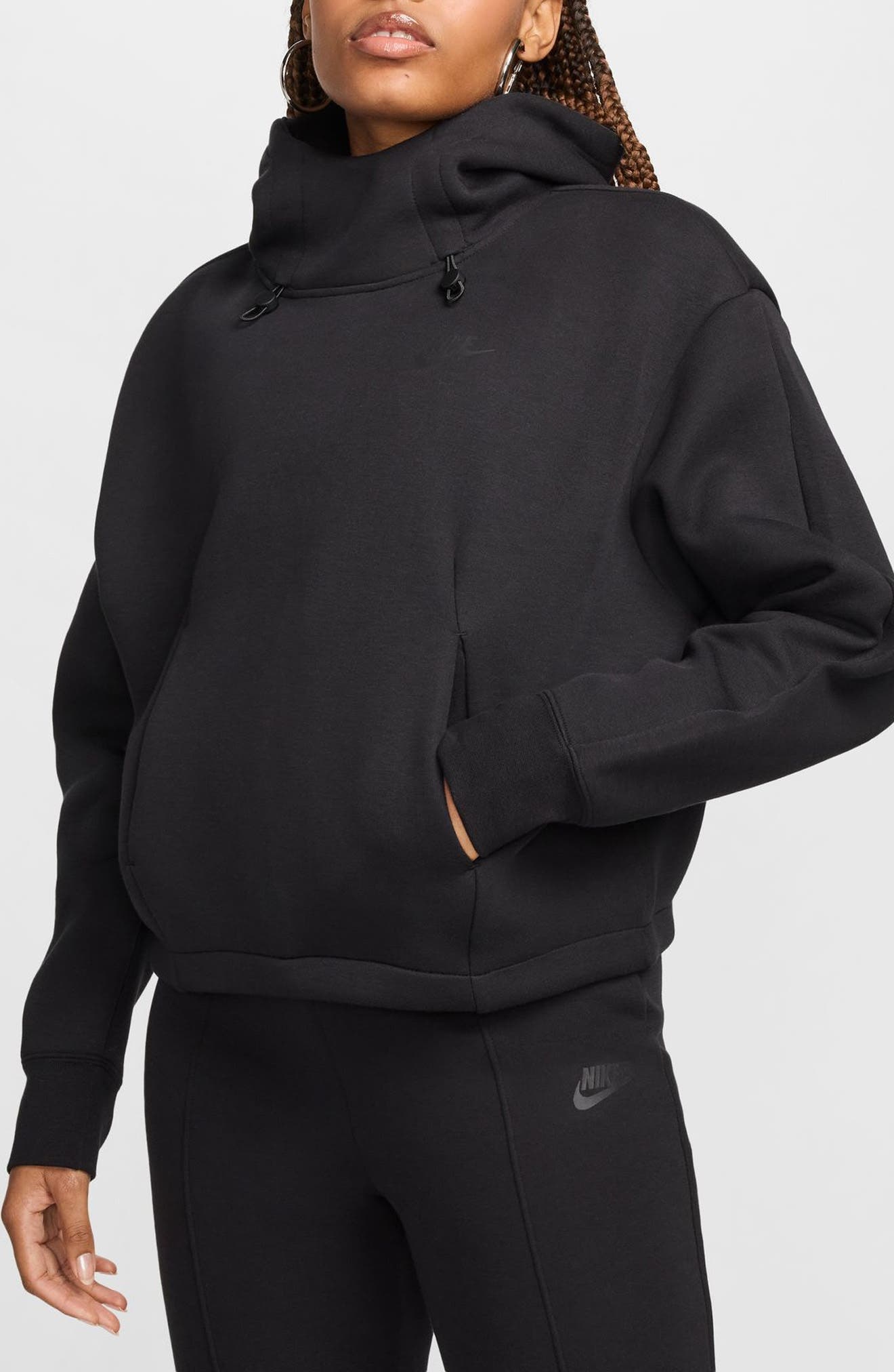 Nike Sportswear Oversize Tech Fleece Hoodie in Black/Black at Nordstrom - 1