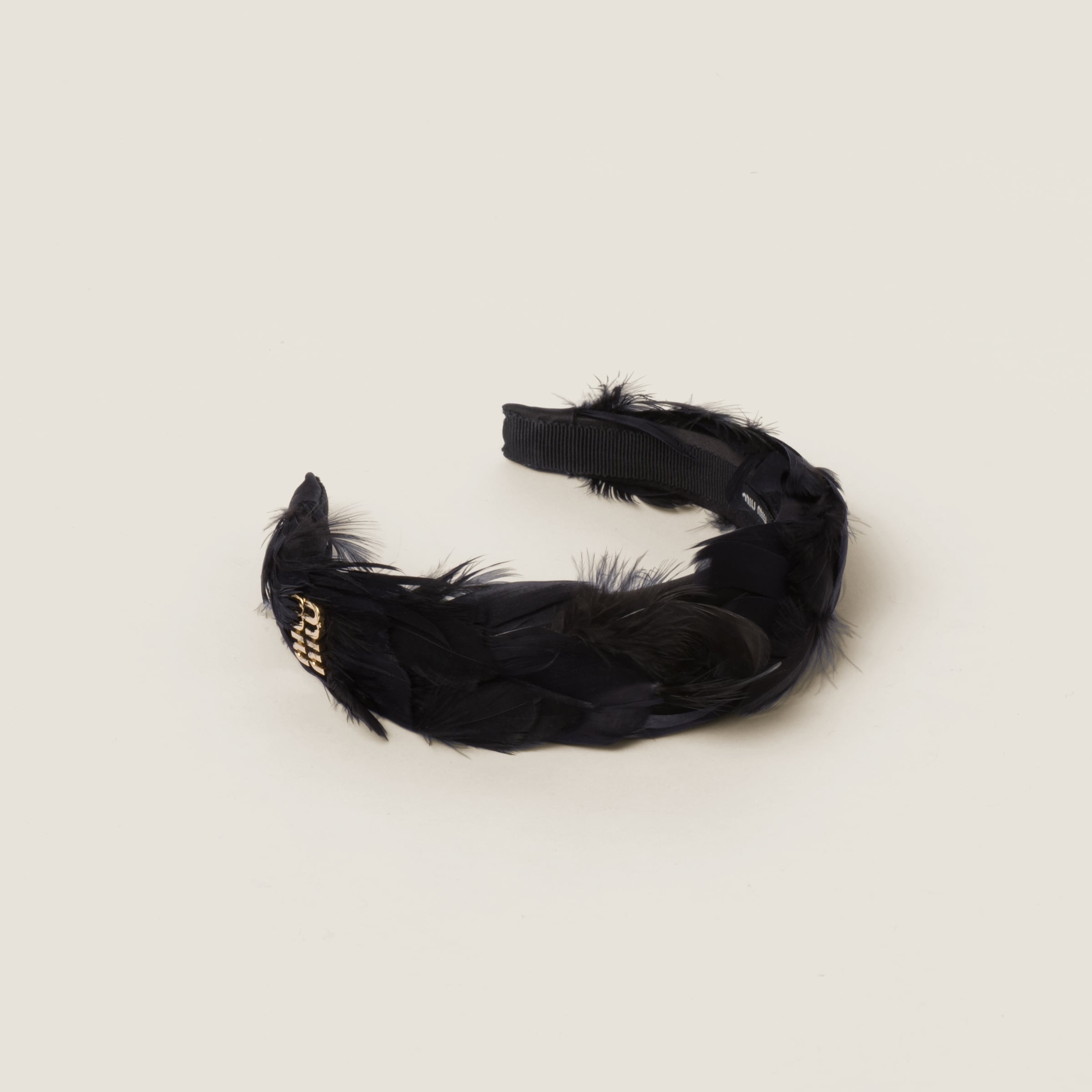 Satin headband with feathers - 1