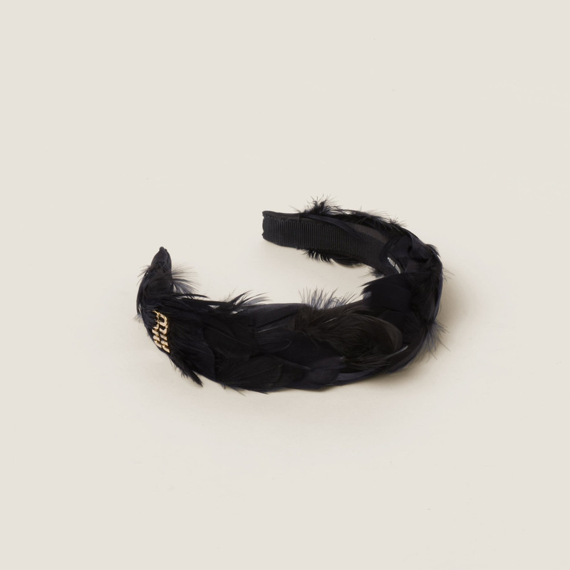 Satin headband with feathers 1