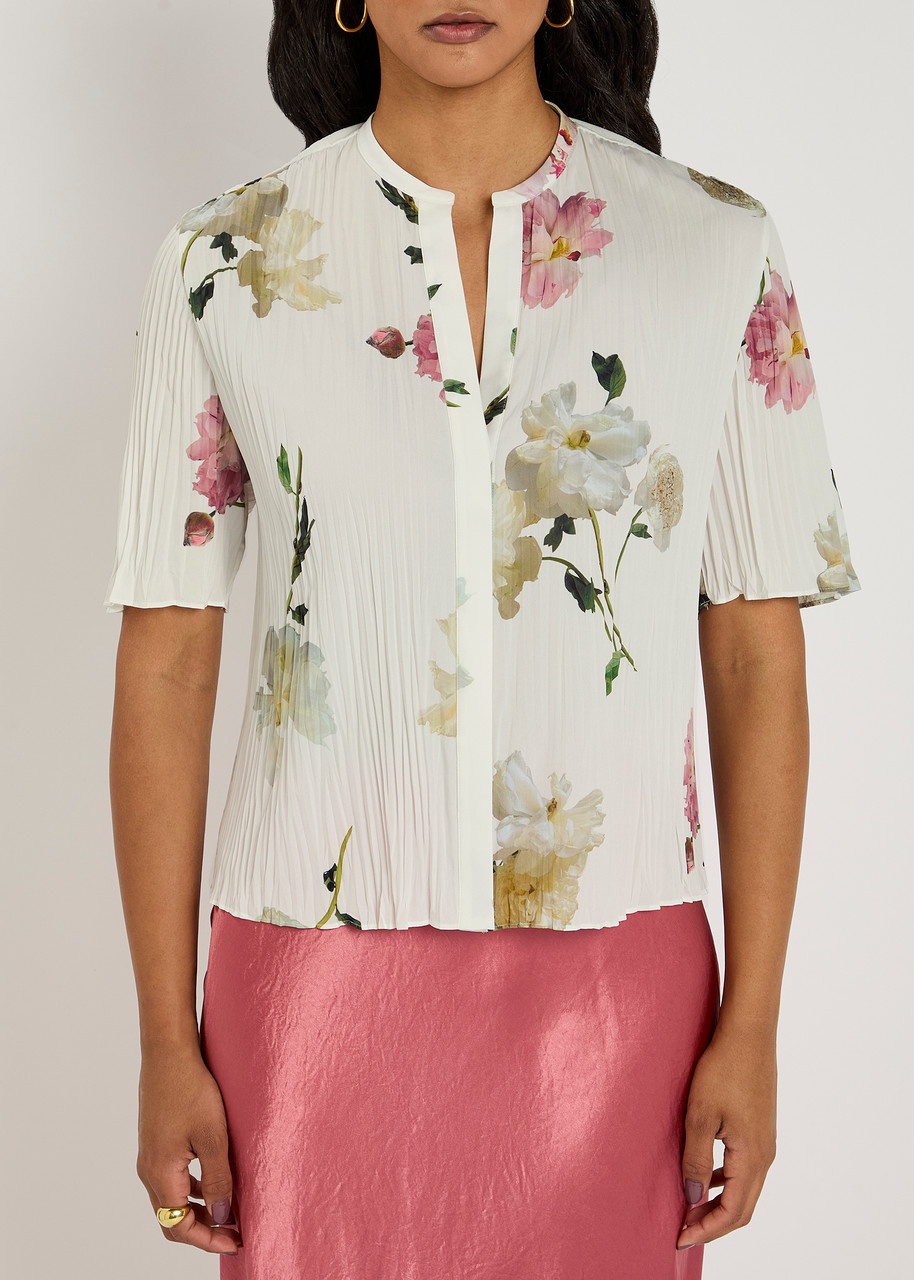 Vince Floral-print Plissé Satin Blouse - 2