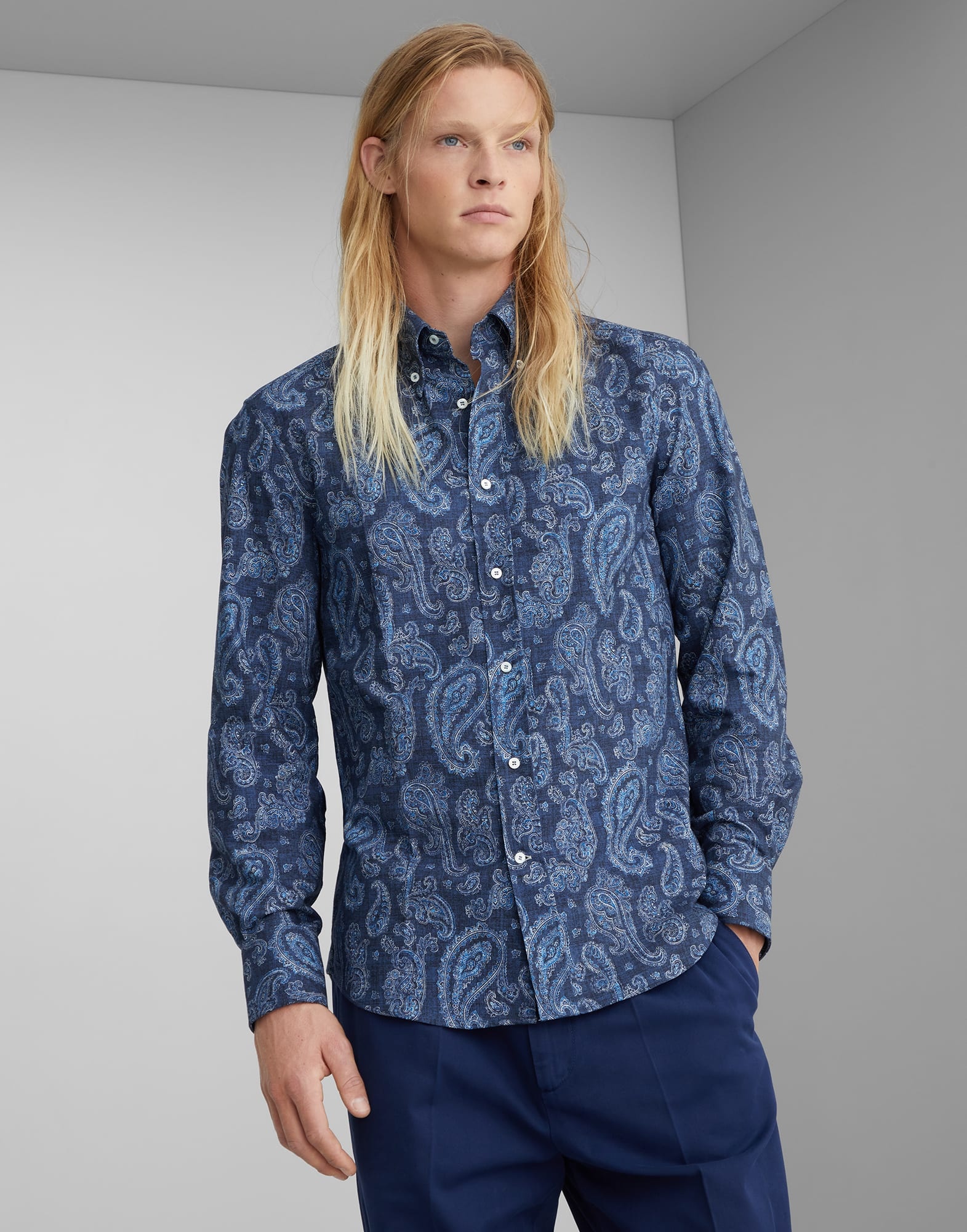 Slim fit button down collar shirt shop