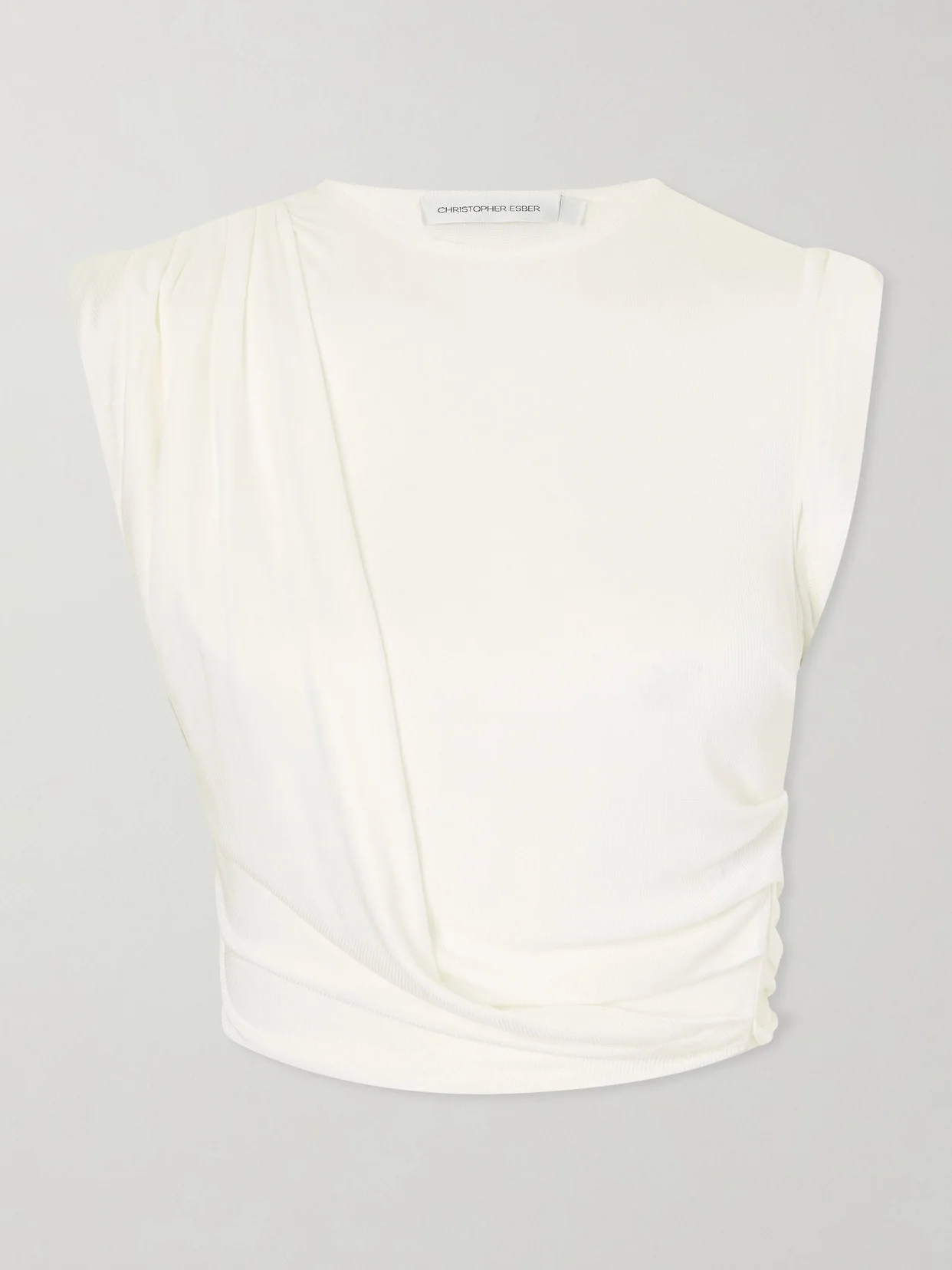 Verve Twisted Gathered Ribbed-knit Jersey T-shirt - 1